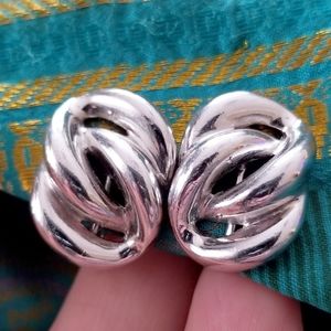 Napier earrings knot clip back earrings silver tone screwback
